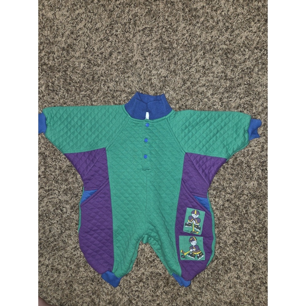 1990s Colorblock Baby Romper All Mine Size 3/6 Months Football Baby